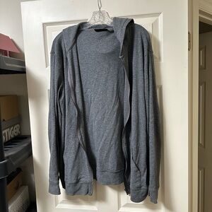 H&M Men's Charcoal Gray Zip-Up Hoodie Sweater